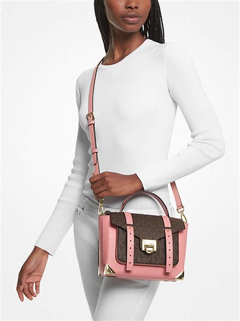 michael michael kors small top handle leather school satchel|Michael Kors manhattan leather satchel.